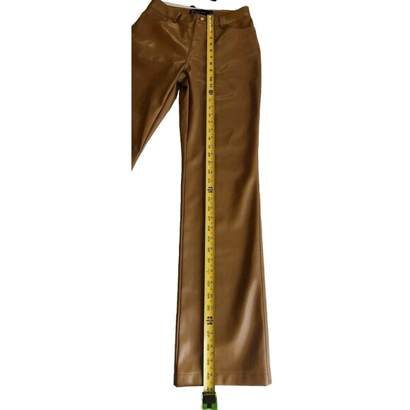 NY & Co. Faux Leather Pants Sz S Light Brown High Rise Vegan Trousers High Rise - Picture 6 of 7